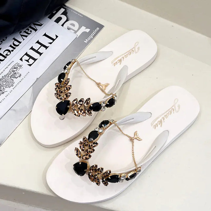 Women's Fashion Chain Flip-Flops with Flat Bottom