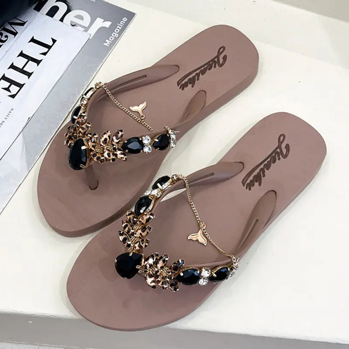 Women's Fashion Chain Flip-Flops with Flat Bottom
