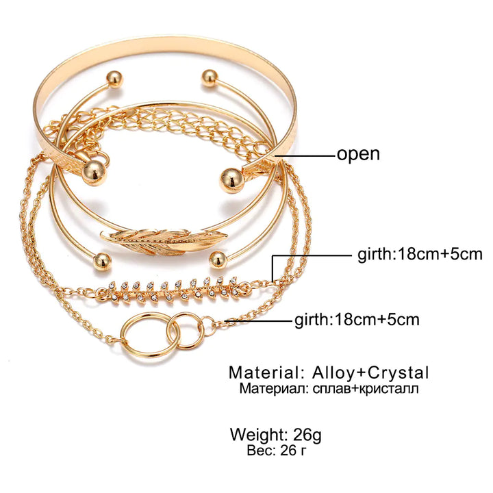 Geometric Hollow Leaf Pattern Jewelry Set (Five Pieces)