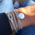 Geometric Hollow Leaf Pattern Jewelry Set (Five Pieces)