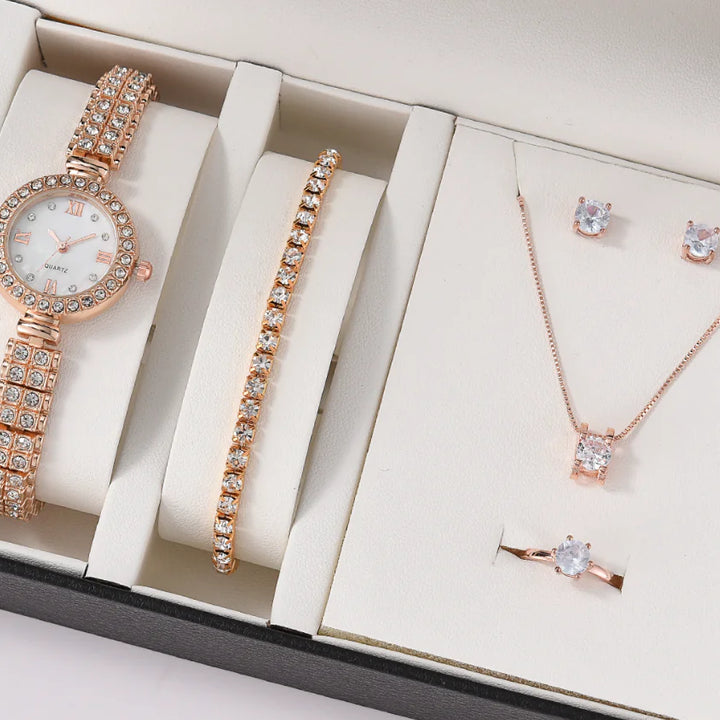 Geneva Women's Watch Set with Jewelry Accessories (Five Pieces)