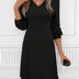 Women's V-neck Long-sleeved Loose Knitted Dress