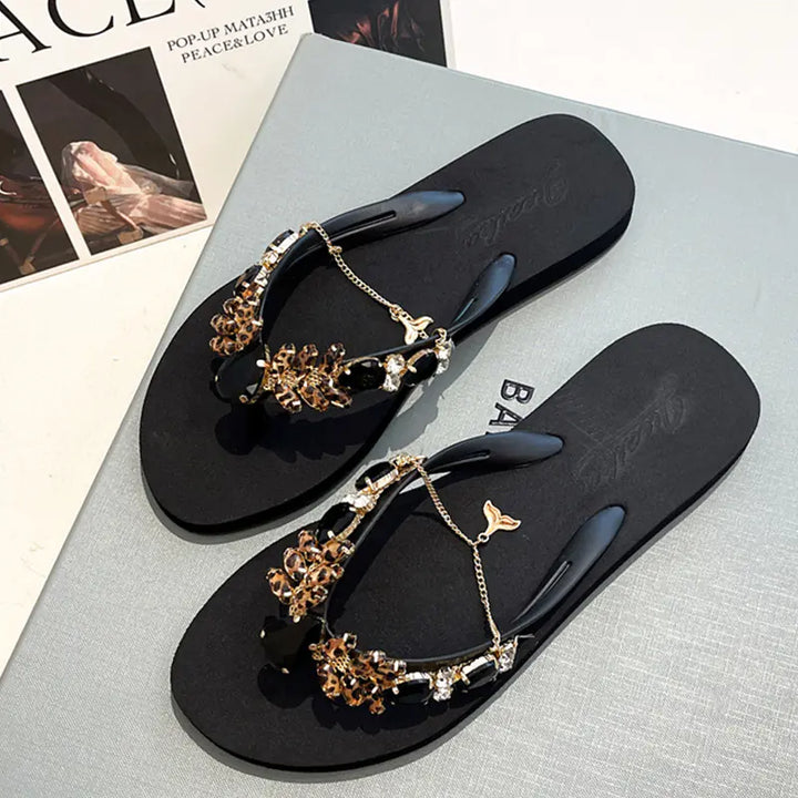 Women's Fashion Chain Flip-Flops with Flat Bottom